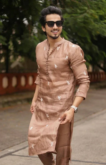 FAISU EMBROIDERY WORK KURTA SET FOR MEN