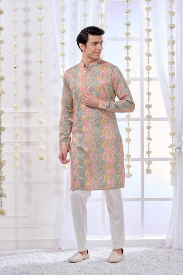 PINK MULTI PRINTED KURTA PAJAMA SET