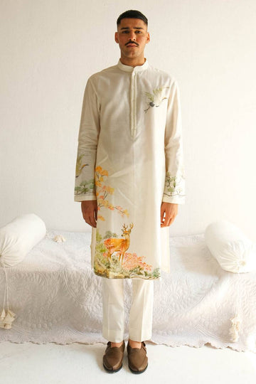 DEER FLAMINGO PRINTED KURTA PAJAMA SET