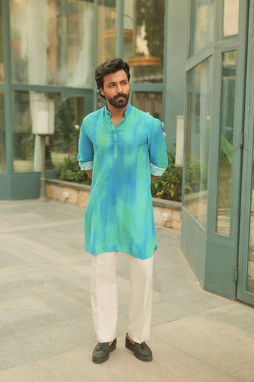 SKY TWO TONE PRINTED KURTA PAJAMA SET