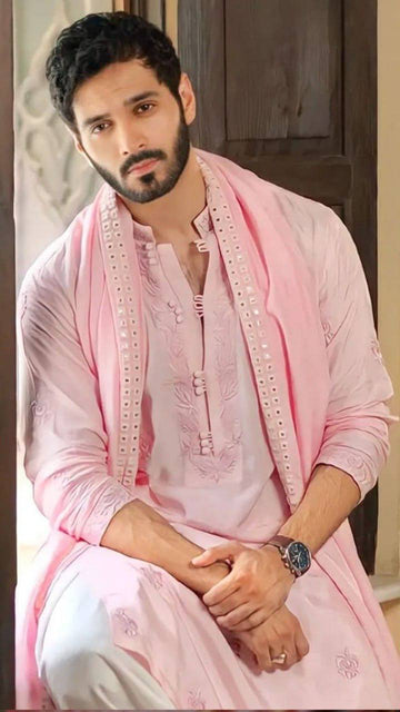 PINK COTTON BLEND KURTA ,PAJAMA WITH DUPATTA SET