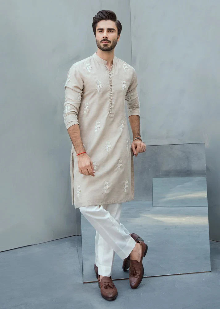 Floral Motifs Embroidered Work Men's Kurta with Pajama