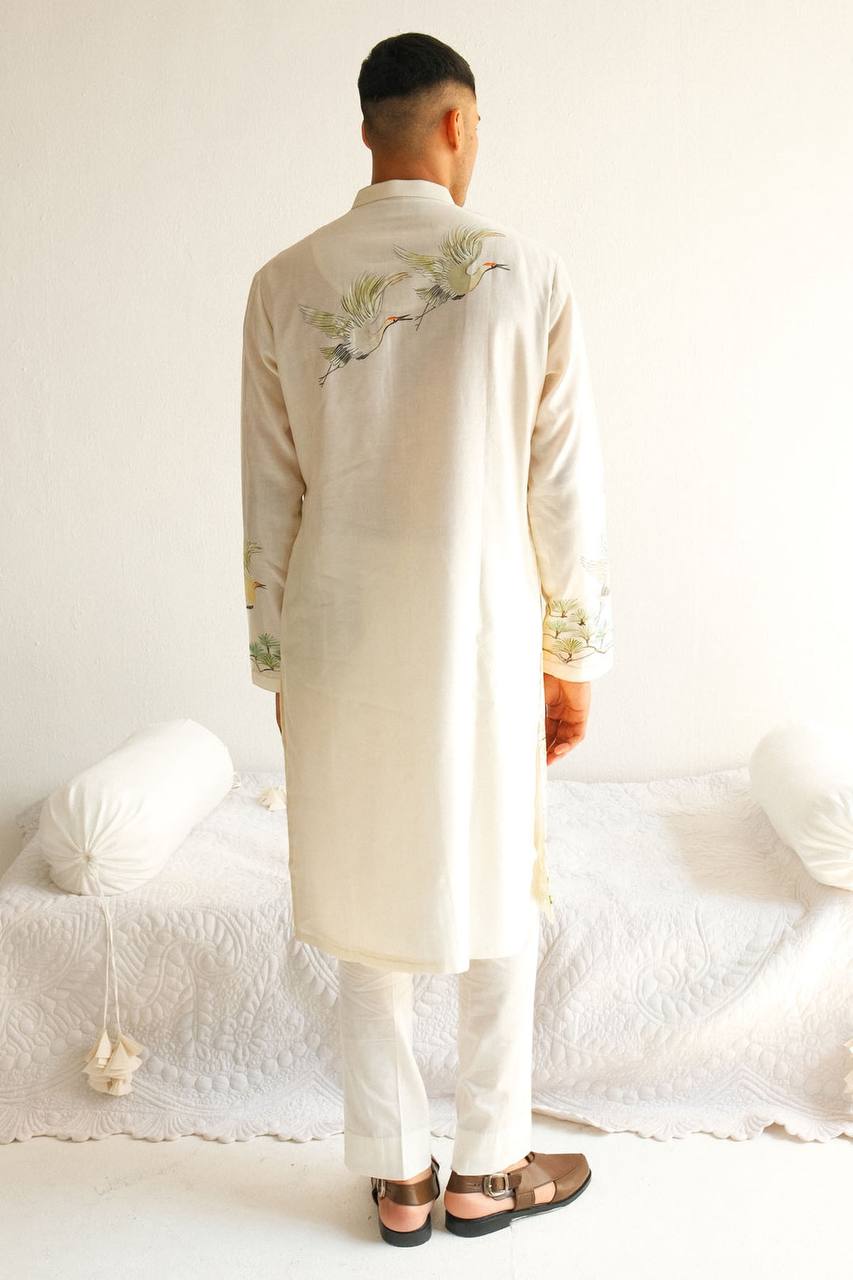 DEER FLAMINGO PRINTED KURTA PAJAMA SET