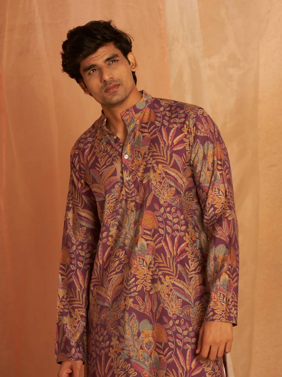 PURPLE COLOUR FLORAL PRINTED KURTA PAJAMA SET