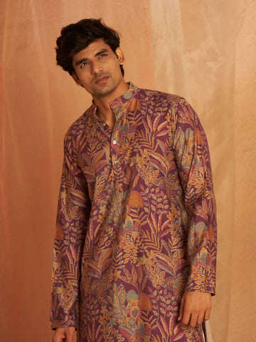 PURPLE COLOUR FLORAL PRINTED KURTA PAJAMA SET