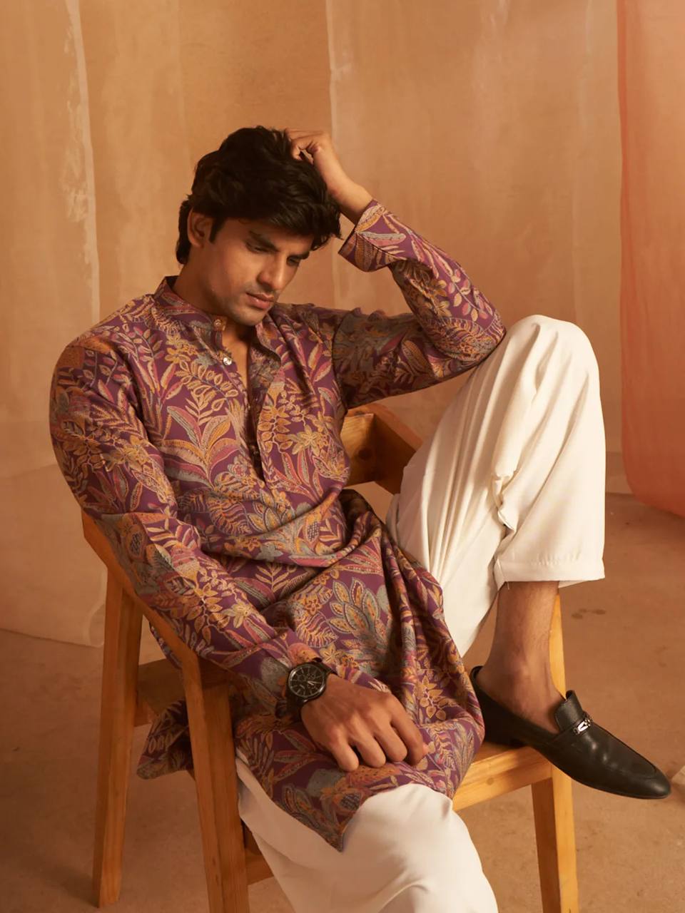 PURPLE COLOUR FLORAL PRINTED KURTA PAJAMA SET