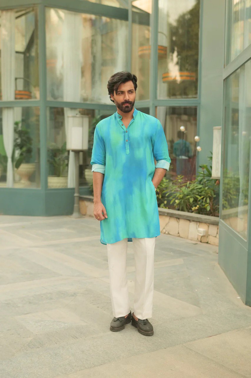 SKY TWO TONE PRINTED KURTA PAJAMA SET